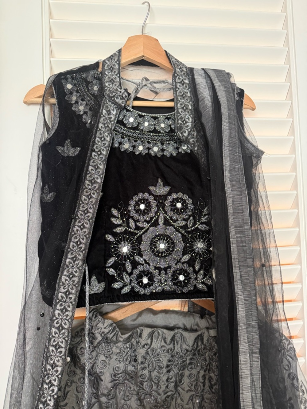 Black & Silver Embroidered Lehenga